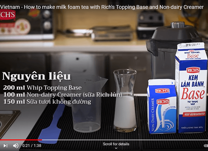 Nguyen lieu Cách làm milk foam bằng Rich